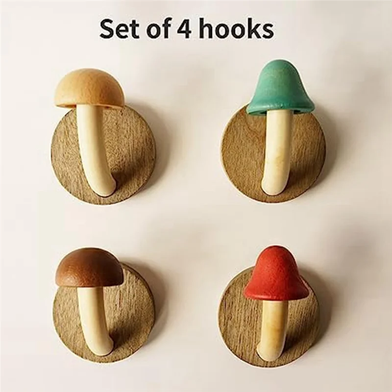 ABWP-4Piece Fun Wooden Mushroom Coat Hook Non-Perforated Solid Wood Hook Kitchen Bathroom Cloakroom Door Hook Wooden
ABWP-4Piece Fun Wooden Mushroom Coat Hook Non-Perforated Solid Wood Hook Kitchen Bathroom Cloakroom Door Hook Wooden