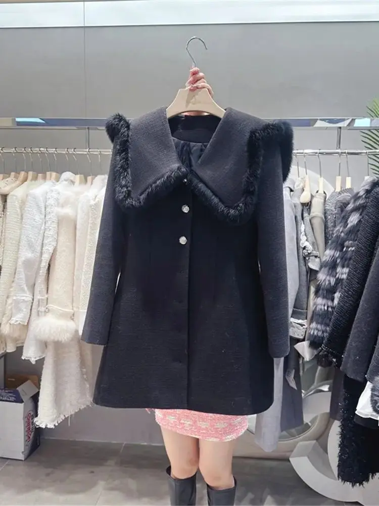 Autumn Winter New French Fashion Single breasted patchwork Fur Sailor Collar Cotton Coat Dresses for Women Y4572
Autumn Winter New French Fashion Single breasted patchwork Fur Sailor Collar Cotton Coat Dresses for Women Y4572