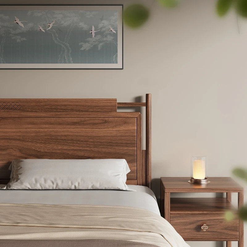Black walnut solid wood 1.8 meters master bedroom double bed beech board Song-style aesthetics
Black walnut solid wood 1.8 meters master bedroom double bed beech board Song-style aesthetics