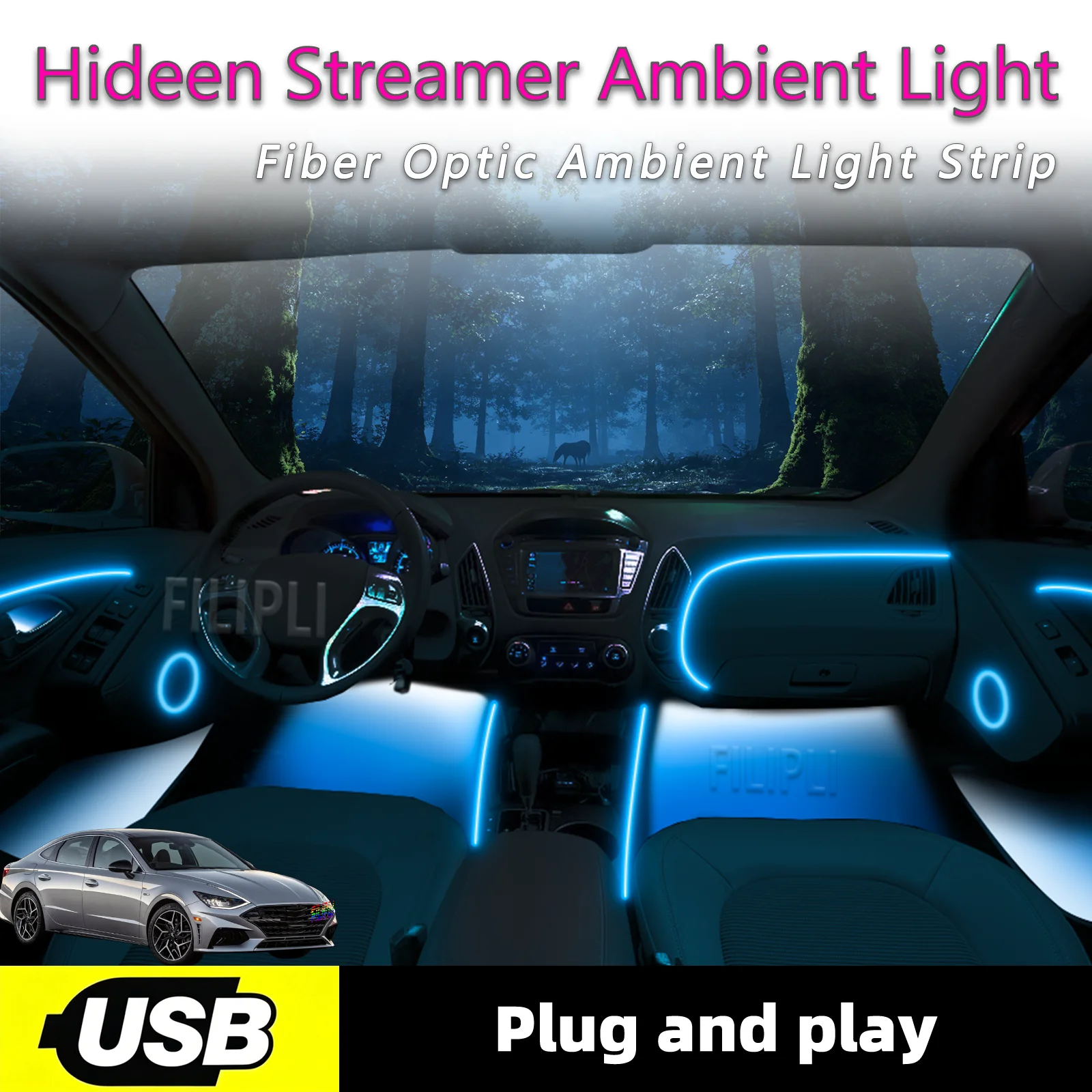 Universal Interior Car Ambient Lighting Strips For Audi Bmw Tesla Benz Volkswagen Hyundai 6 in1 USB Interface Light Strip Cutta
Universal Interior Car Ambient Lighting Strips For Audi Bmw Tesla Benz Volkswagen Hyundai 6 in1 USB Interface Light Strip Cutta