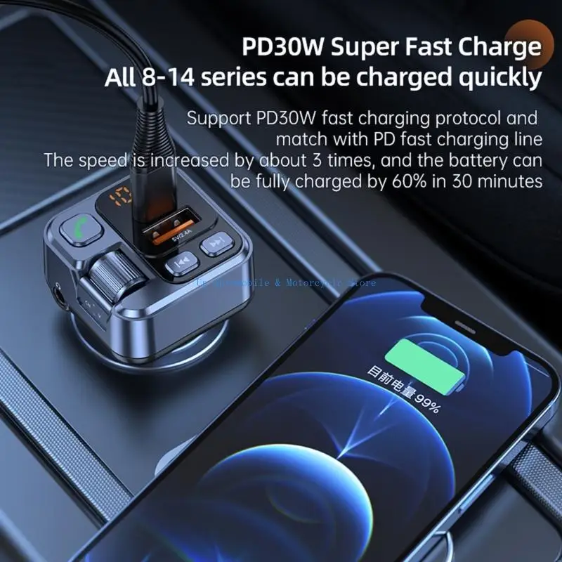 270E FM Bluetooth-совместимый автомобильный передатчик, порты USB C и USB для зарядки, беспроводной радиоадаптер Handfree Call
270E FM Bluetooth-совместимый автомобильный передатчик, порты USB C и USB для зарядки, беспроводной радиоадаптер Handfree Call