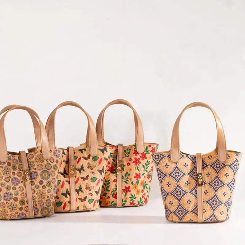 Retro Wood Grain Floral Print Cork Skin Handbag Large Capacity Hidden Button Women's Handbag Basket Style Bag Daily Use
Retro Wood Grain Floral Print Cork Skin Handbag Large Capacity Hidden Button Women's Handbag Basket Style Bag Daily Use