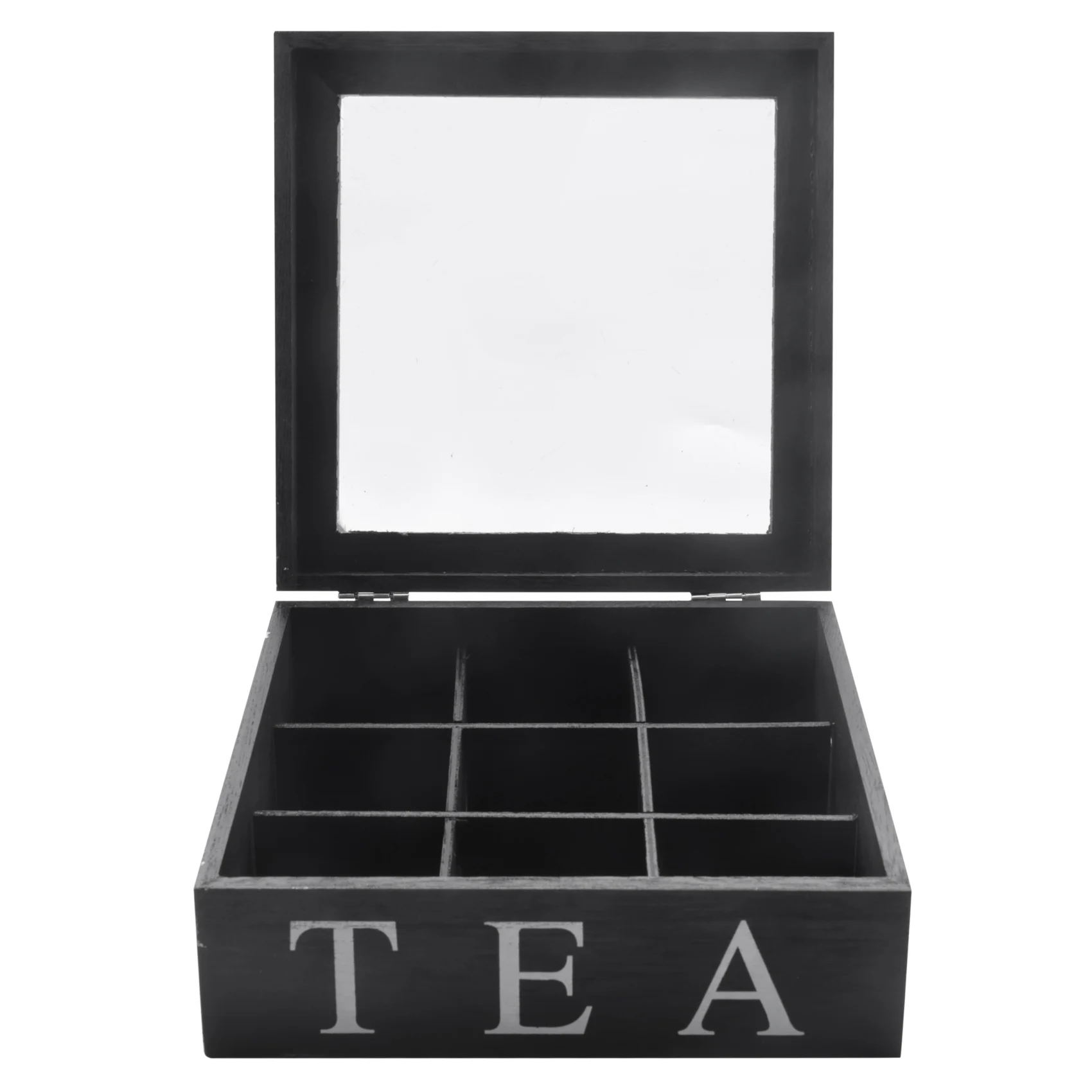 Wooden 9 Grids Tea Box Tea Bags Container Storage Box Square Gift Box Case Transparent Top Lid Jewelry Storage Box-Black
Wooden 9 Grids Tea Box Tea Bags Container Storage Box Square Gift Box Case Transparent Top Lid Jewelry Storage Box-Black