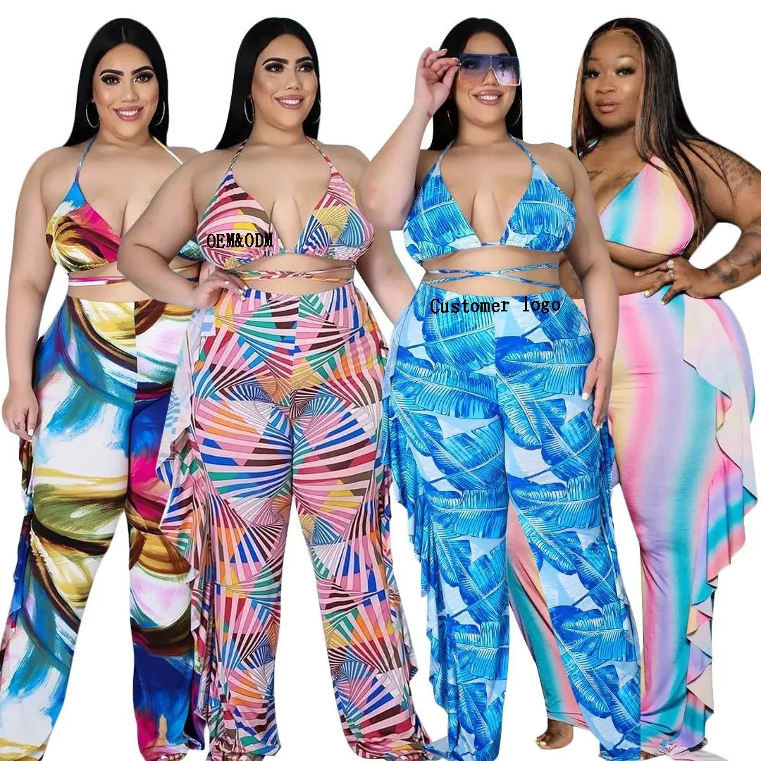 Big Size Women's Sexy Hollow Out Ruffle Printed Wide Leg Pants Two Piece Bikini Set
Big Size Women's Sexy Hollow Out Ruffle Printed Wide Leg Pants Two Piece Bikini Set
