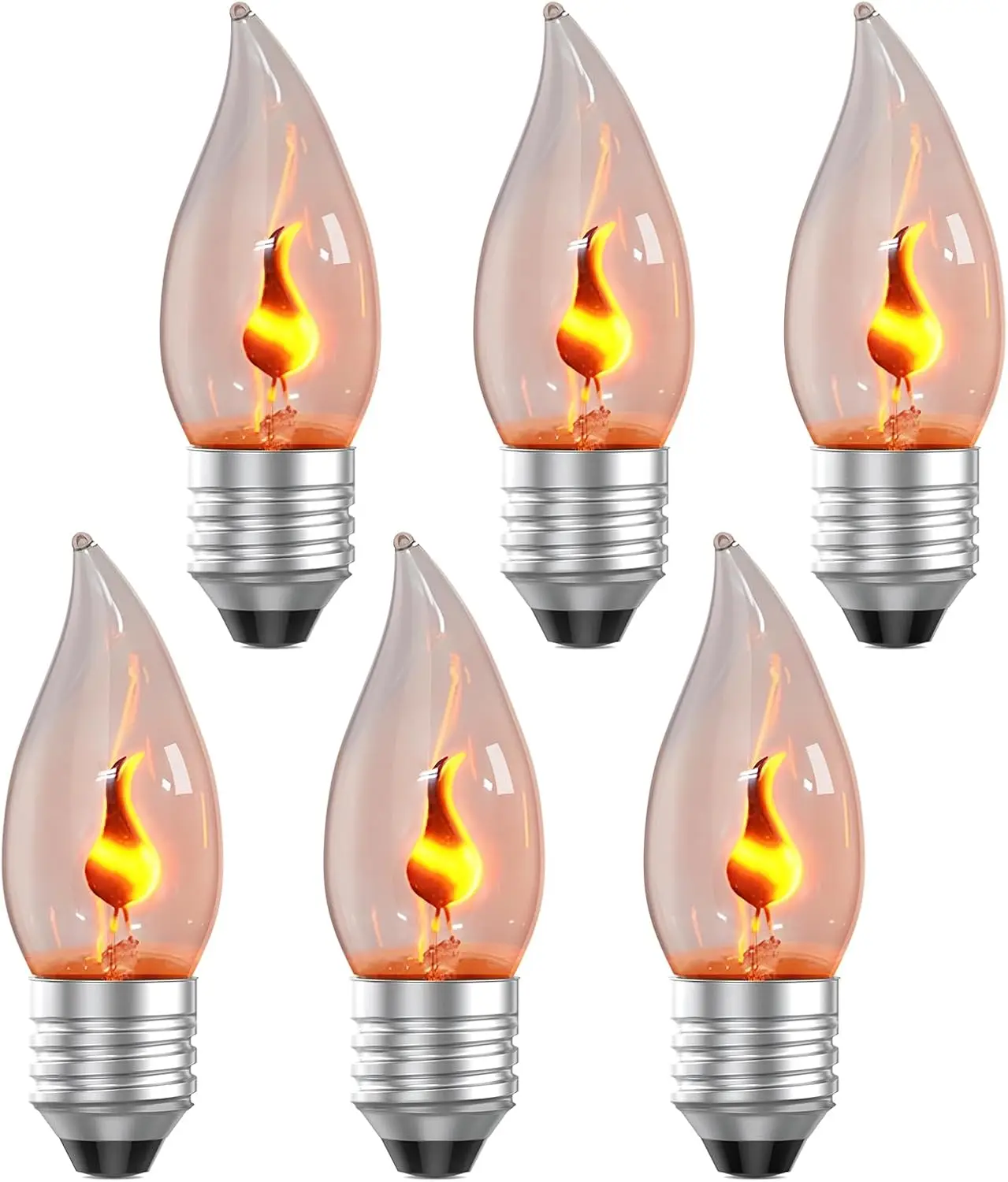 E26 Flame Light Bulbs, Flickering Fire Bulbs for Christmas Halloween Party Patio Indoor Outdoor Decor - 6 Pack
E26 Flame Light Bulbs, Flickering Fire Bulbs for Christmas Halloween Party Patio Indoor Outdoor Decor - 6 Pack