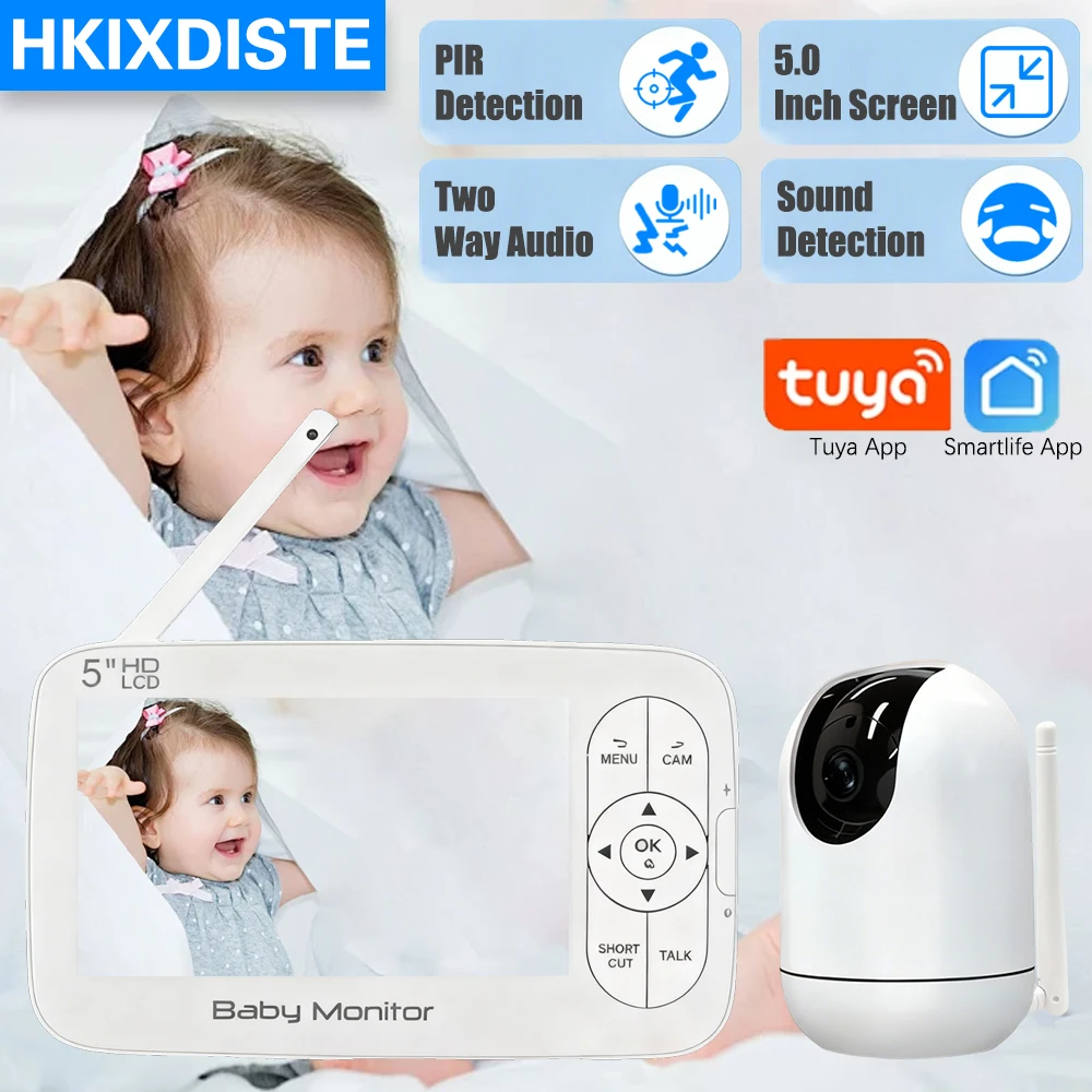 WiFi Baby Monitor PhoneTUYA APP Remote View 5.0" Inch Screen Night Light VOX Night Vision Lullabies Temperature Monitor Camera
WiFi Baby Monitor PhoneTUYA APP Remote View 5.0" Inch Screen Night Light VOX Night Vision Lullabies Temperature Monitor Camera