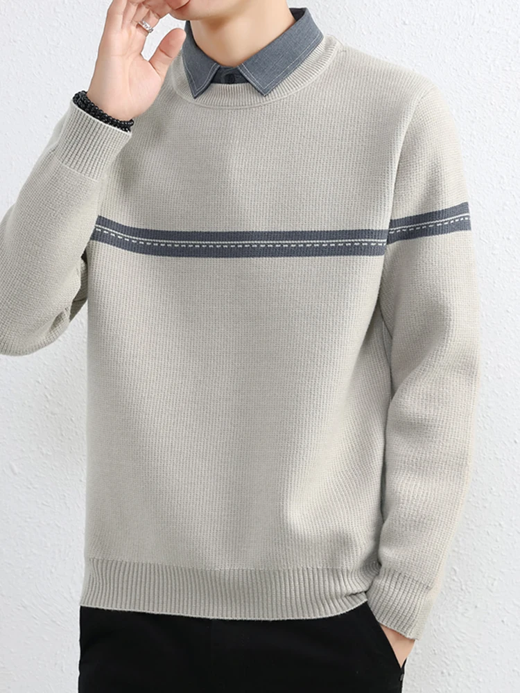 Men's Thiened Knitted Sweater irt Collar Two-Piece Effect Faionable Base Layer Winter Outerwear Casual Loose Fit
Men's Thiened Knitted Sweater irt Collar Two-Piece Effect Faionable Base Layer Winter Outerwear Casual Loose Fit