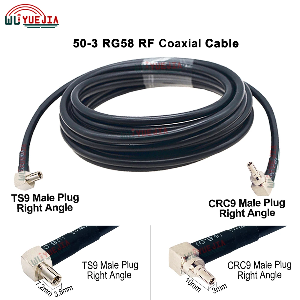 10CM~30M RG-58/U Cable TS9 or CRC9 Male Plug Right Angle 90° Degree Connector 50-3 RG58 RF Coaxial Cable For Signal Transmission
10CM~30M RG-58/U Cable TS9 or CRC9 Male Plug Right Angle 90° Degree Connector 50-3 RG58 RF Coaxial Cable For Signal Transmission