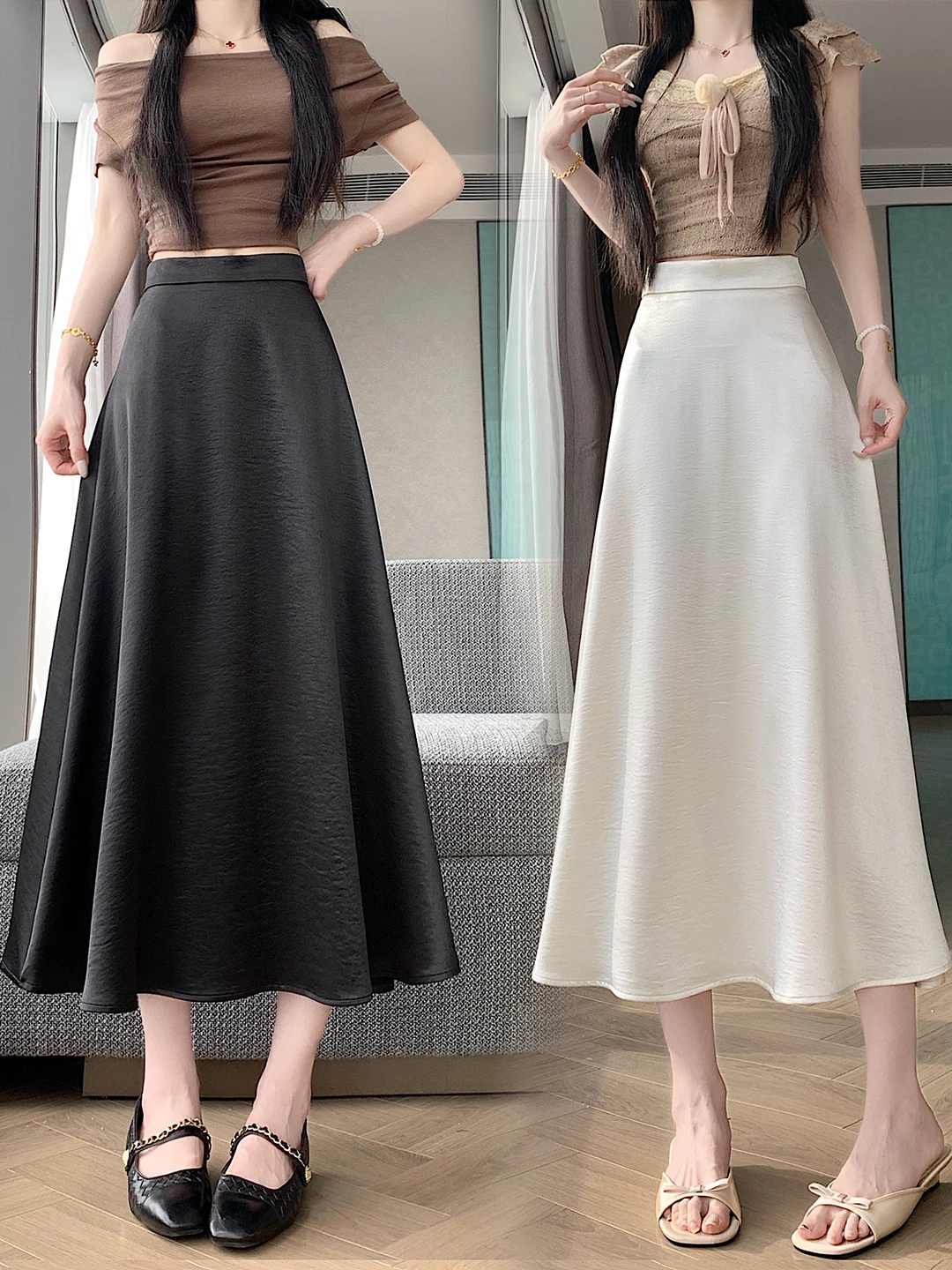 Slimming High Waist Midi Skirt for plus Size Women Acetate Korean Style Ins Fashionable Flowing Elegant Umbrella Skirt
Slimming High Waist Midi Skirt for plus Size Women Acetate Korean Style Ins Fashionable Flowing Elegant Umbrella Skirt