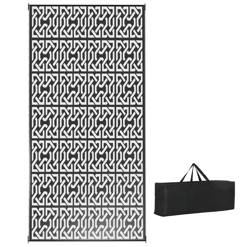 Reversible Outdoor Rug Carpet RV Camping Rugs with Carry Bag, 9' x 18', Black & White Chain
Reversible Outdoor Rug Carpet RV Camping Rugs with Carry Bag, 9' x 18', Black & White Chain