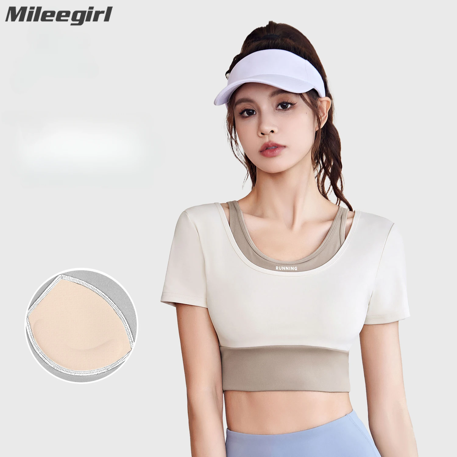 Mileegirl Buit-in Pads Women Yoga Bras, Short Sleeves Sports Crop Top, Color Contrast Gym Fitness Vest, Quick Dying Workout Vest
Mileegirl Buit-in Pads Women Yoga Bras, Short Sleeves Sports Crop Top, Color Contrast Gym Fitness Vest, Quick Dying Workout Vest