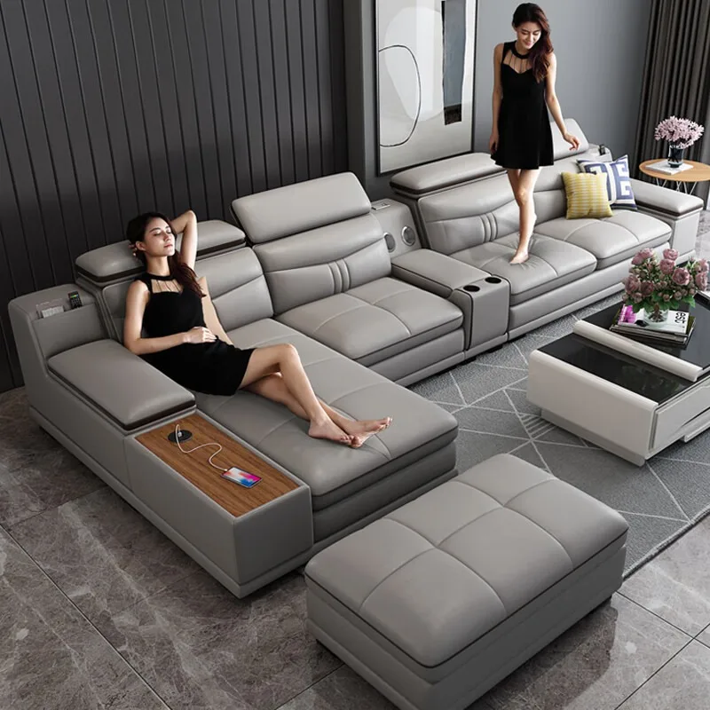 Modern simple leather sofa multi-functional storage side sofa large apartment living room L-shaped sofa combination
Modern simple leather sofa multi-functional storage side sofa large apartment living room L-shaped sofa combination