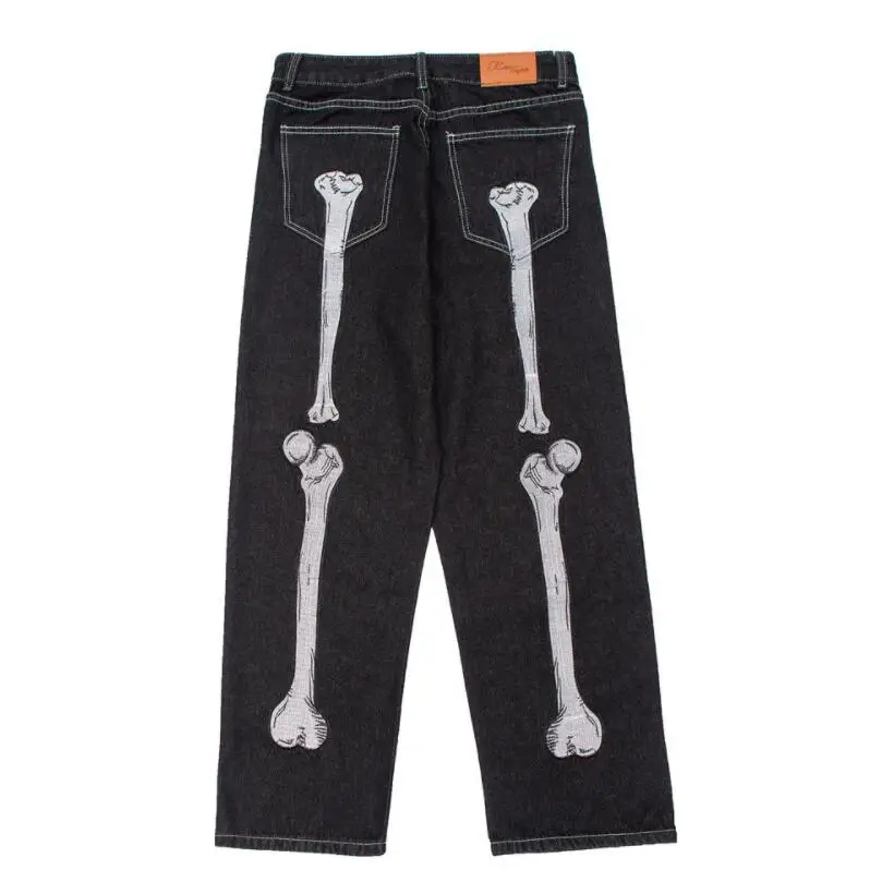 Punk Bone Embroidery Straight Loose Jeans Mens Retro High Street Oversized Casual Denim Trousers Harajuku Washed Jean Pants w318
Punk Bone Embroidery Straight Loose Jeans Mens Retro High Street Oversized Casual Denim Trousers Harajuku Washed Jean Pants w318