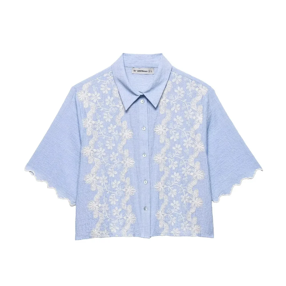 KONDALA шикарная женская короткая рубашка с вышивкой, рубашка с короткими рукавами и кружевными манжетами с лацканами, лето-осень 2021, модные повседневные уличные рубашки
KONDALA шикарная женская короткая рубашка с вышивкой, рубашка с короткими рукавами и кружевными манжетами с лацканами, лето-осень 2021, модные повседневные уличные рубашки