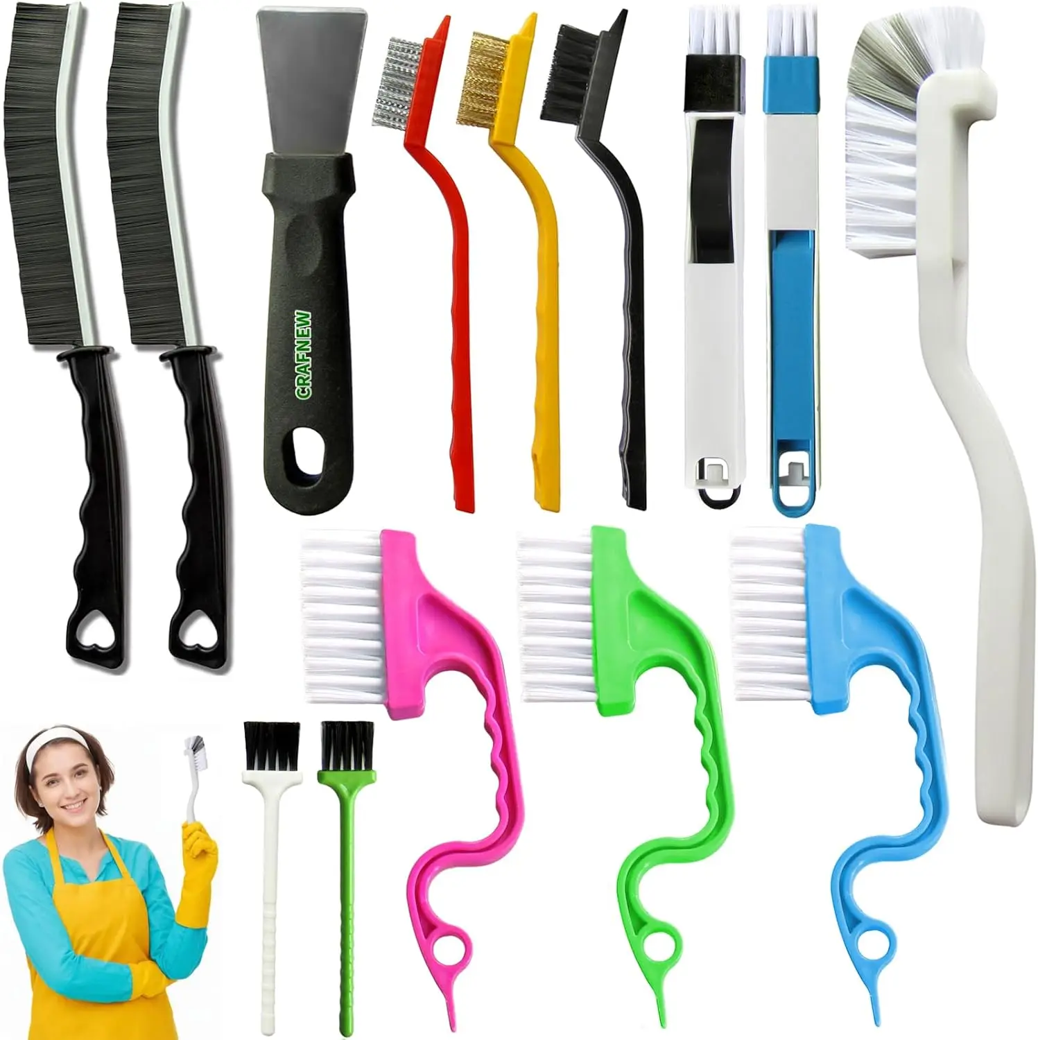 14-Piece Crevice Cleaning Brush Set for Kitchen, Bathroom, Sink, Window Tracks
14-Piece Crevice Cleaning Brush Set for Kitchen, Bathroom, Sink, Window Tracks
