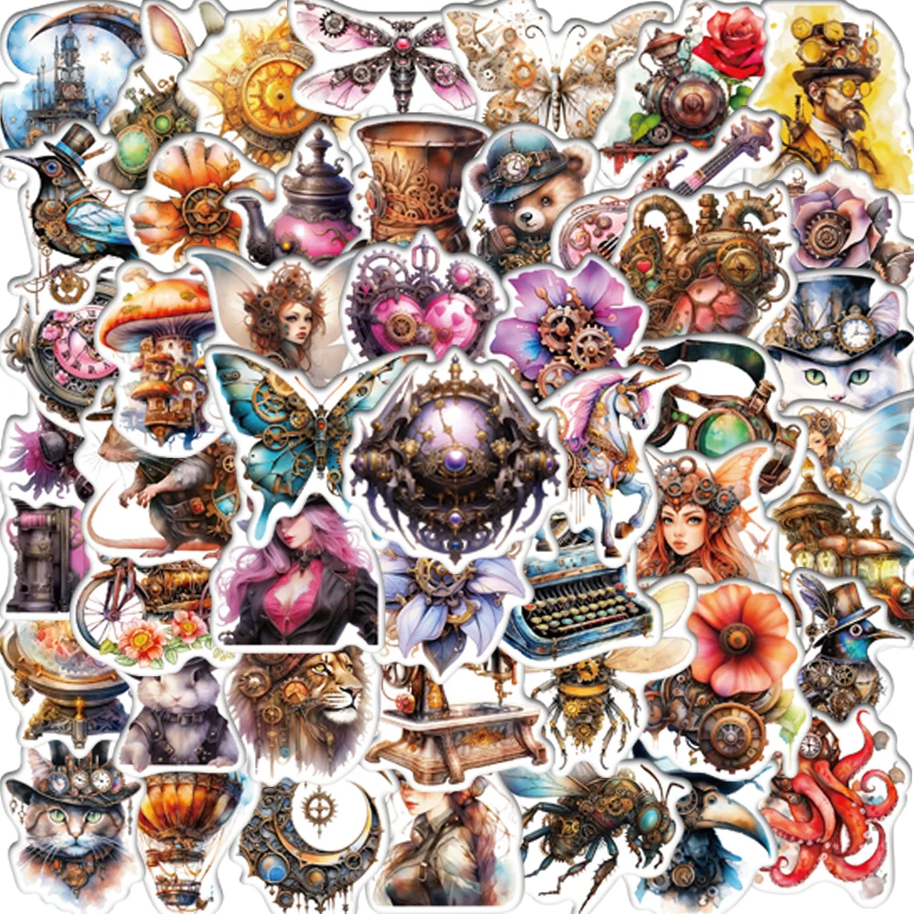 50pcs/bag New Watercolor Steampunk PVC Stickers Diverse For Laptops Skateboards Helmets Luggage Cases Waterproof Decals
50pcs/bag New Watercolor Steampunk PVC Stickers Diverse For Laptops Skateboards Helmets Luggage Cases Waterproof Decals