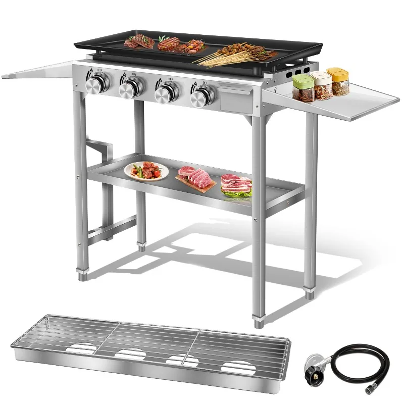 Outdoor household four-head barbecue grill, fried steak portable and foldable
Outdoor household four-head barbecue grill, fried steak portable and foldable