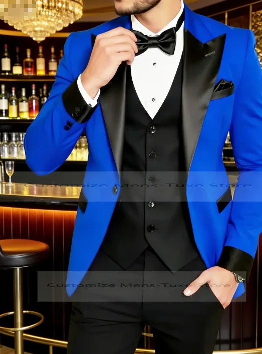Blue And Black Men Suit Formal Occasion Groom Groomsman Wedding Party Prom Male Tuxedos 3 Piece Set Blazer Vest Pants
Blue And Black Men Suit Formal Occasion Groom Groomsman Wedding Party Prom Male Tuxedos 3 Piece Set Blazer Vest Pants