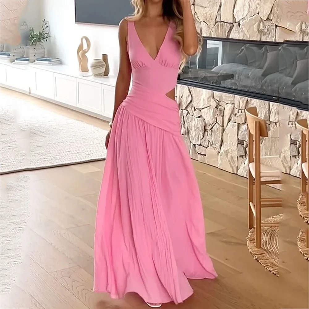 LIYONG Sexy Hollow Out Women Maxi Dress Pink Sleeveless High Waist Dress Female Autumn Skinny Elegant Party Club Wear
LIYONG Sexy Hollow Out Women Maxi Dress Pink Sleeveless High Waist Dress Female Autumn Skinny Elegant Party Club Wear