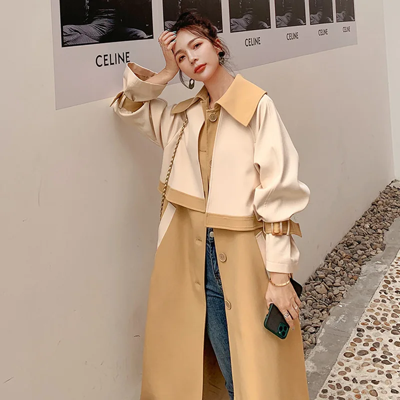 Fashion Spliced Women Trench Coat Contrast Color Single Breasted Long Sleeves Coats Female Clothes 2023 Spring autumn
Fashion Spliced Women Trench Coat Contrast Color Single Breasted Long Sleeves Coats Female Clothes 2023 Spring autumn