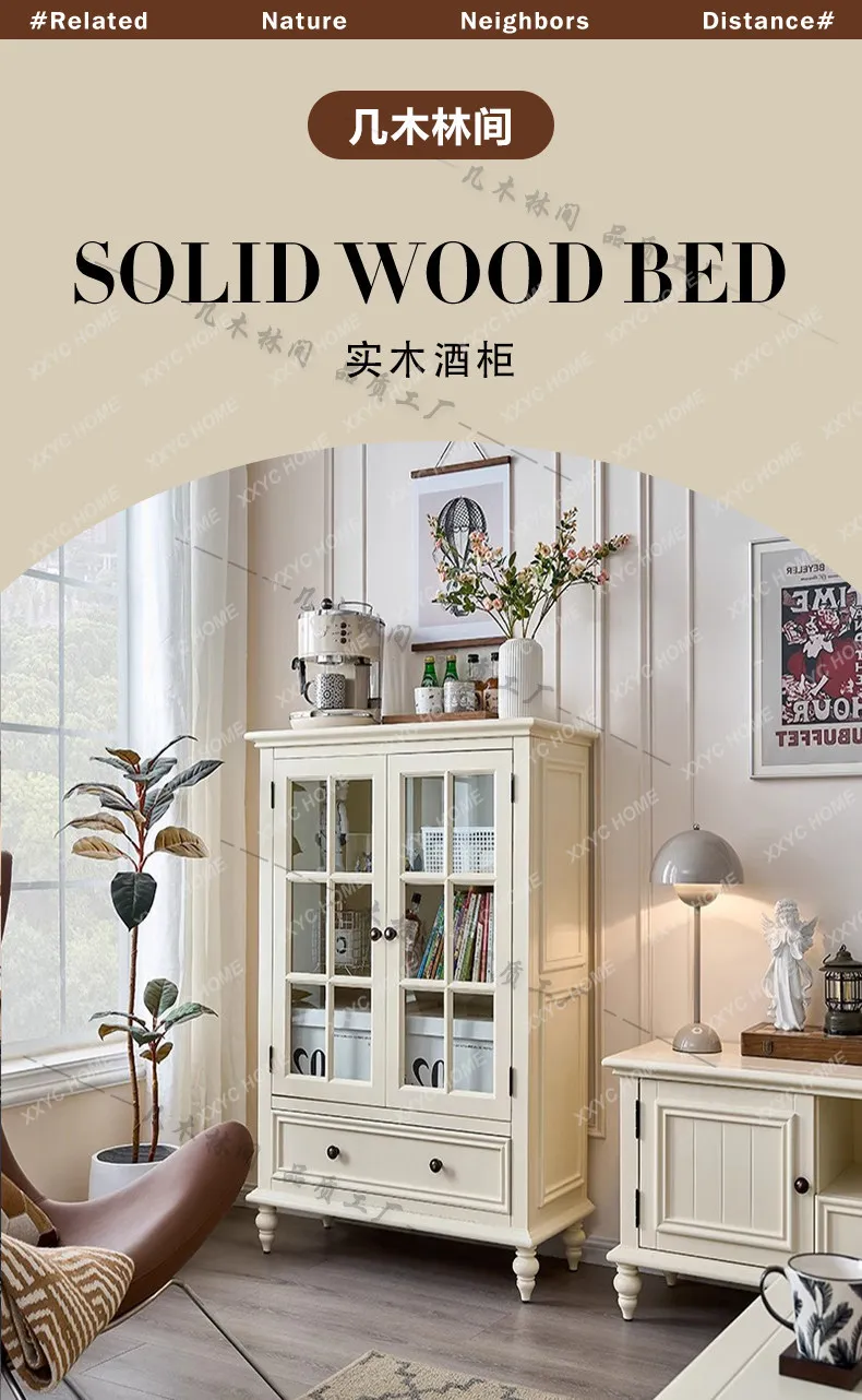 retro all solid wood cream white double door wine cabinet modern simple living room dining room display cabinet
retro all solid wood cream white double door wine cabinet modern simple living room dining room display cabinet