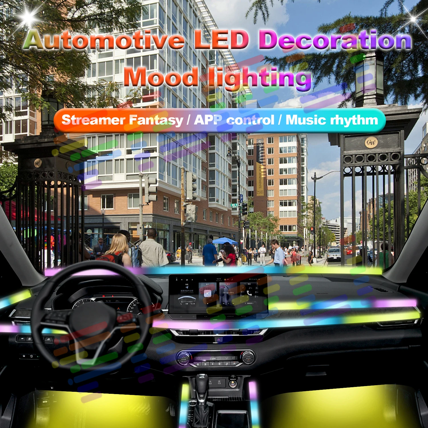 Car Ambient Lights Symphony Universal Atmosphere Acrylic App Control Lamp Strips Auto Interior Colorful Rainbow RGB LED Lighting
Car Ambient Lights Symphony Universal Atmosphere Acrylic App Control Lamp Strips Auto Interior Colorful Rainbow RGB LED Lighting