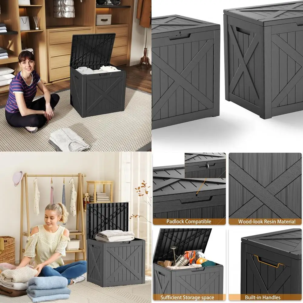 Set of 2 Lockable Waterproof Outdoor Storage Boxes, 35 Gallon Capacity, Durable Resin for Patio, Garden, and Pool Accessories
Set of 2 Lockable Waterproof Outdoor Storage Boxes, 35 Gallon Capacity, Durable Resin for Patio, Garden, and Pool Accessories