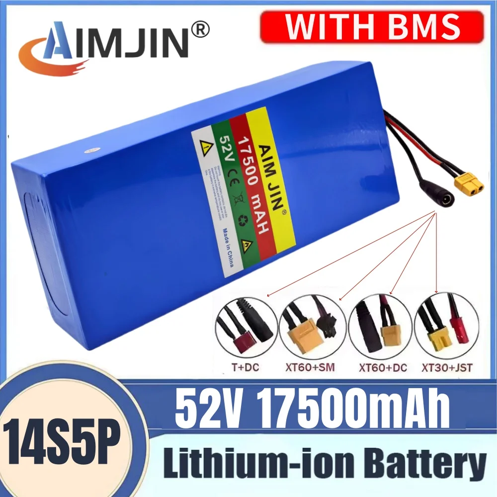 52V 17.5Ah 18650 Lithium-Ion Battery Pack for Electric Scooters 1500W Rechargeable with 30A BMS 58.8V 2A Charger
52V 17.5Ah 18650 Lithium-Ion Battery Pack for Electric Scooters 1500W Rechargeable with 30A BMS 58.8V 2A Charger