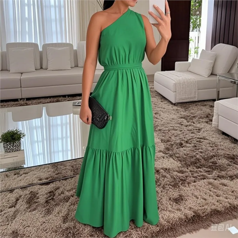 Party Dress For Women 2025 New Sexy One Shoulder Sleeveless Maxi Dresses Elegant Lady Ruffles Solid Color Long Dress Vestidos
Party Dress For Women 2025 New Sexy One Shoulder Sleeveless Maxi Dresses Elegant Lady Ruffles Solid Color Long Dress Vestidos