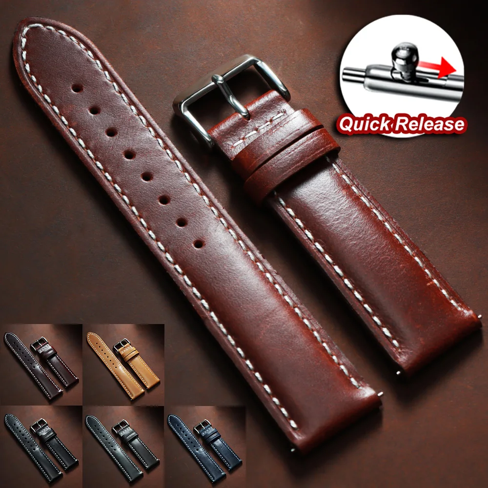 Oil Wax Calfskin Leather Watchband Quick Release Retro Wrist Strap 18mm 20mm 22mm Silver Buckle Universal Watchband Accessories
Oil Wax Calfskin Leather Watchband Quick Release Retro Wrist Strap 18mm 20mm 22mm Silver Buckle Universal Watchband Accessories