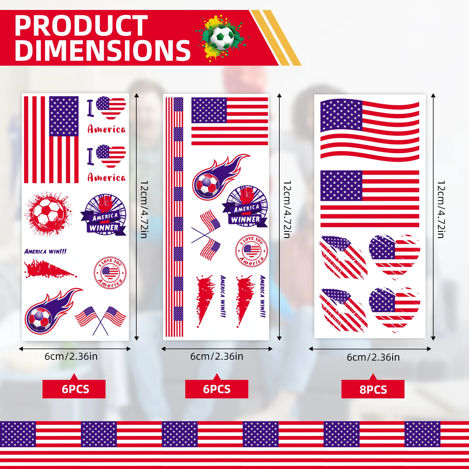 20 Sheets American Flag Face Temporary Tattoos for Decorations for 2026 Independence Day, Soccer Sports Party Fan Celebration
20 Sheets American Flag Face Temporary Tattoos for Decorations for 2026 Independence Day, Soccer Sports Party Fan Celebration