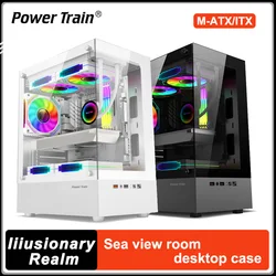 Power Train Illusionary Realm M-ATX Desktop Case Seaview Room Side Transparent ITX Chassis Support 240 Water Cooler Power Train Illusionary Realm M-ATX Desktop Case Seaview Room Side Transparent ITX Chassis Support 240 Water Cooler