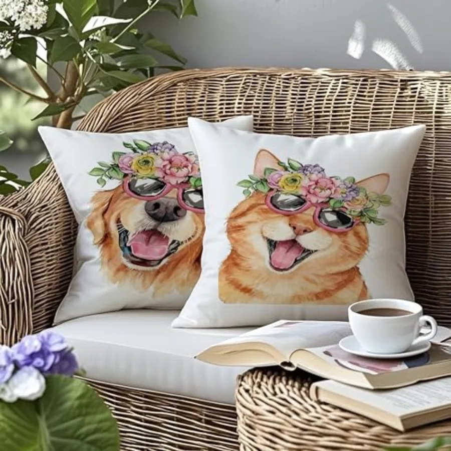Waterproof Outdoor Pillow Covers 18x18 Pack of 2 Watercolor Dog Cat with Floral Wreath Pattern Throw Spring Outdoor Pillows for
Waterproof Outdoor Pillow Covers 18x18 Pack of 2 Watercolor Dog Cat with Floral Wreath Pattern Throw Spring Outdoor Pillows for
