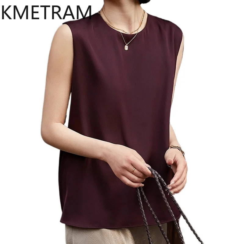 KMETRAM 90.9% Mulberry Silk Tanks Top Women Elegant Solid Color Vest Real Silk Summer Tops 2026 New Woman Clothes топ женский
KMETRAM 90.9% Mulberry Silk Tanks Top Women Elegant Solid Color Vest Real Silk Summer Tops 2026 New Woman Clothes топ женский
