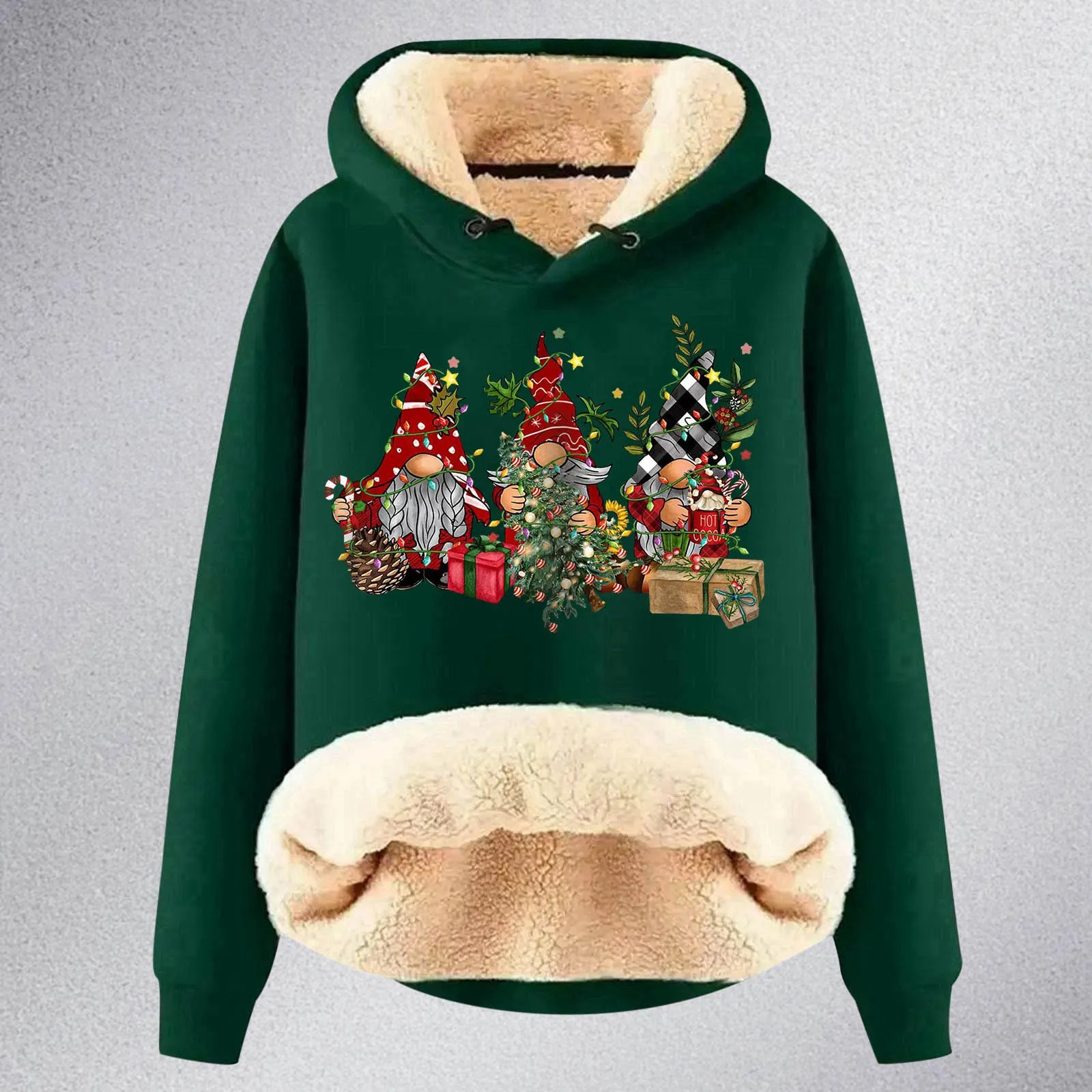Fleece Lined Women's Christmas Cute Gnome Santa Claus Print Pullover Sweatshirts Autumn Winter Christmas Hoodie Female Coat
Fleece Lined Women's Christmas Cute Gnome Santa Claus Print Pullover Sweatshirts Autumn Winter Christmas Hoodie Female Coat