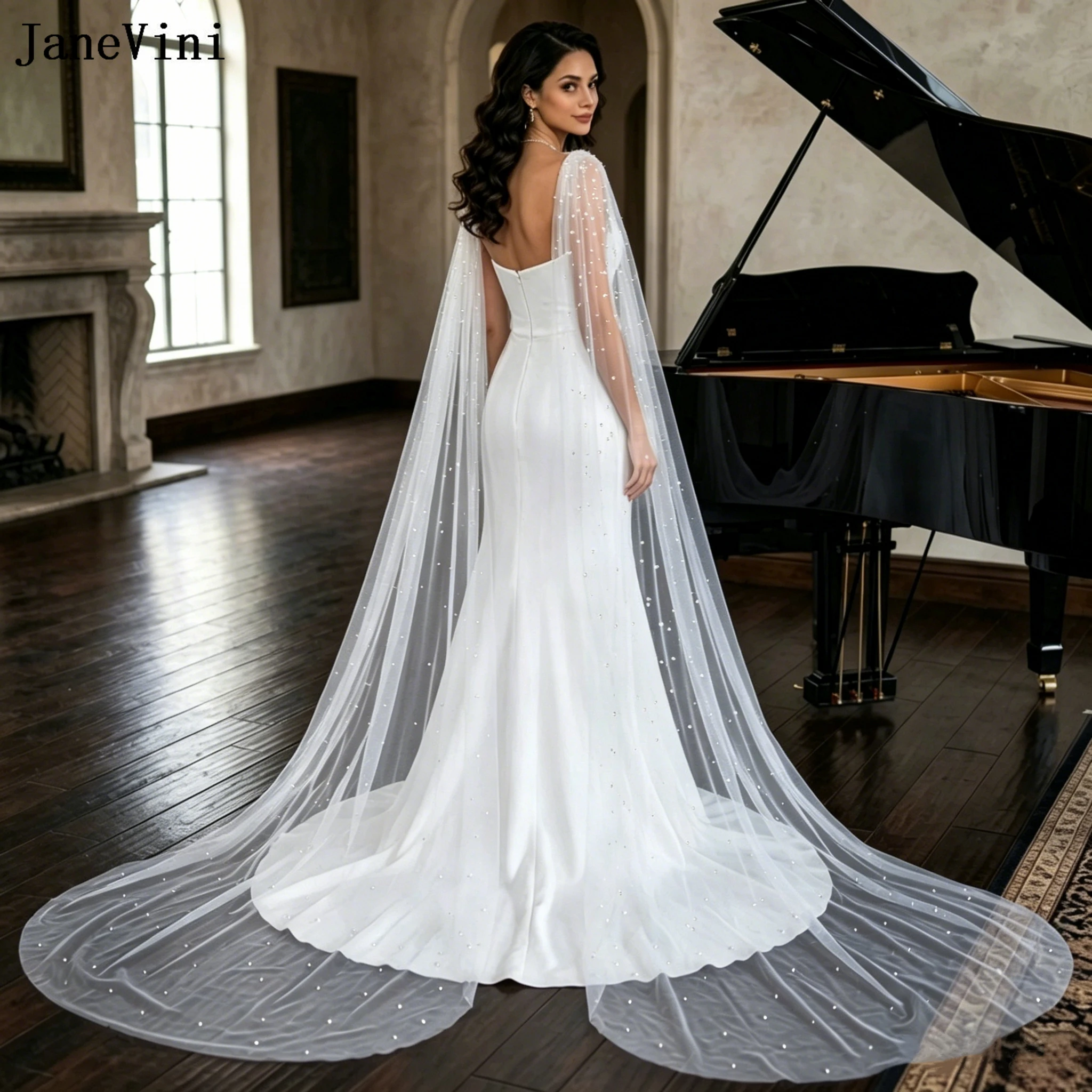 JaneVini Luxury Pearl Beaded Detachable Bridal Cape Sleeves Long Sheer Tulle Shoulder Cloak Bride Wraps Shawls for Wedding Dress
JaneVini Luxury Pearl Beaded Detachable Bridal Cape Sleeves Long Sheer Tulle Shoulder Cloak Bride Wraps Shawls for Wedding Dress