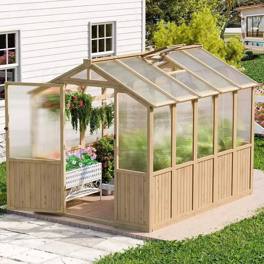 6x8x6.5 T Wooden Greenhouse, Easy Assembly Thick Solid Cee Polyte Greenhouse or Outdow/ Adjustable Roo, Lockable Door, Walk-in G
6x8x6.5 T Wooden Greenhouse, Easy Assembly Thick Solid Cee Polyte Greenhouse or Outdow/ Adjustable Roo, Lockable Door, Walk-in G