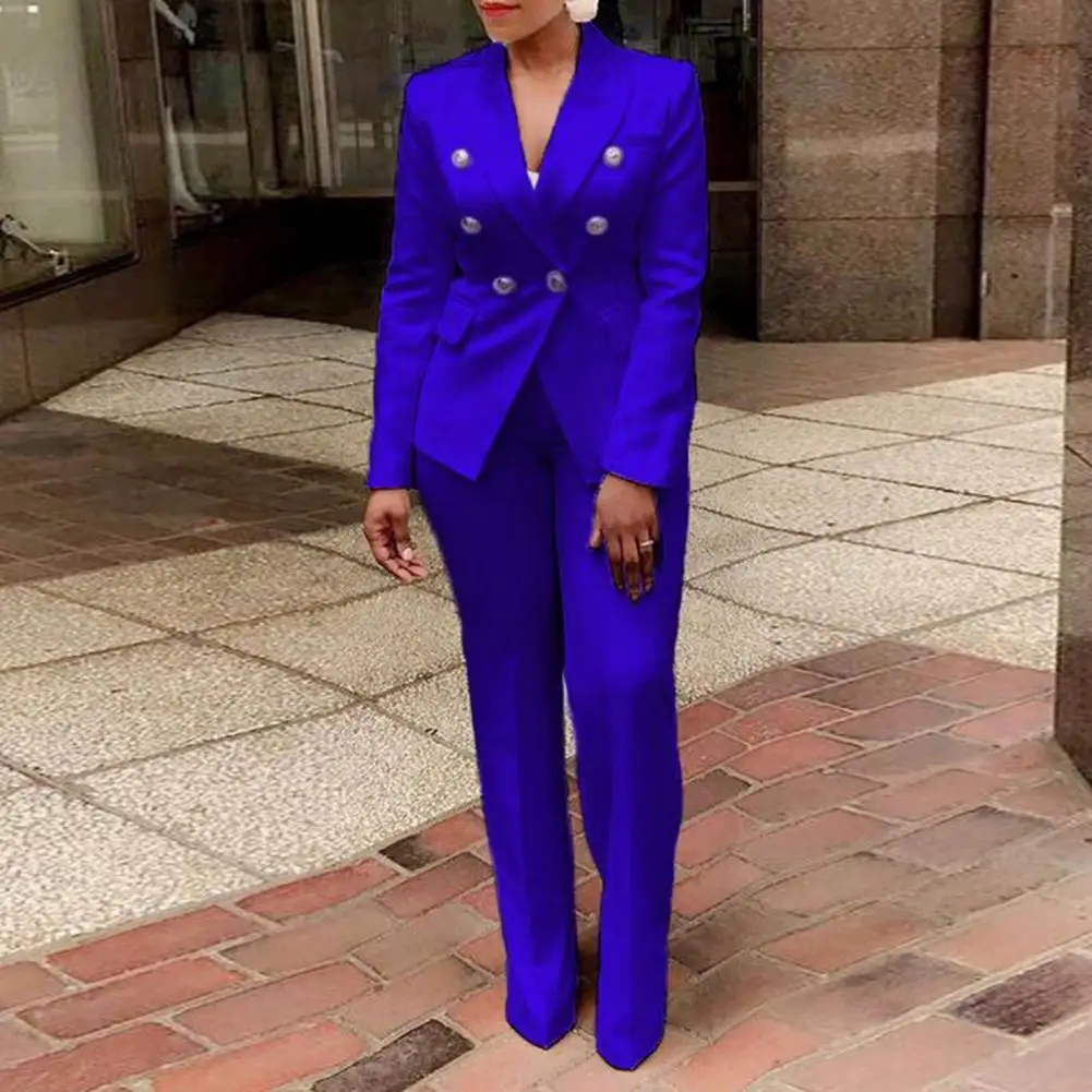 2Pcs/Set Long Sleeves Flap Pockets Double Breasted High Waist Blazer Pants Straight Blazer Pants Set Workwear Office Lady Suit
2Pcs/Set Long Sleeves Flap Pockets Double Breasted High Waist Blazer Pants Straight Blazer Pants Set Workwear Office Lady Suit