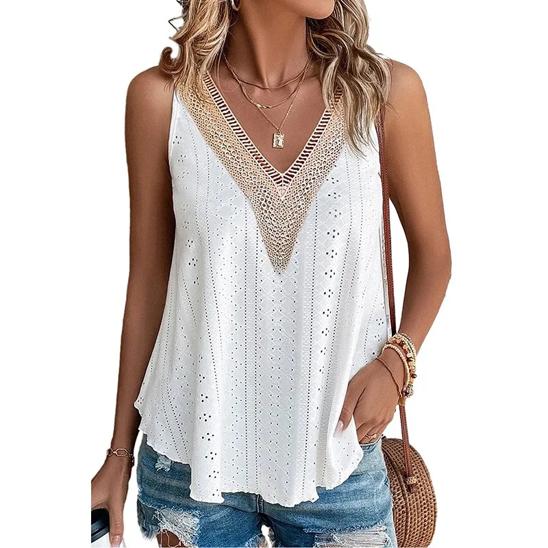 Women Vest Summer Fashion New Holes Solid Color V Neck Sleeveless Casual Tops
Women Vest Summer Fashion New Holes Solid Color V Neck Sleeveless Casual Tops