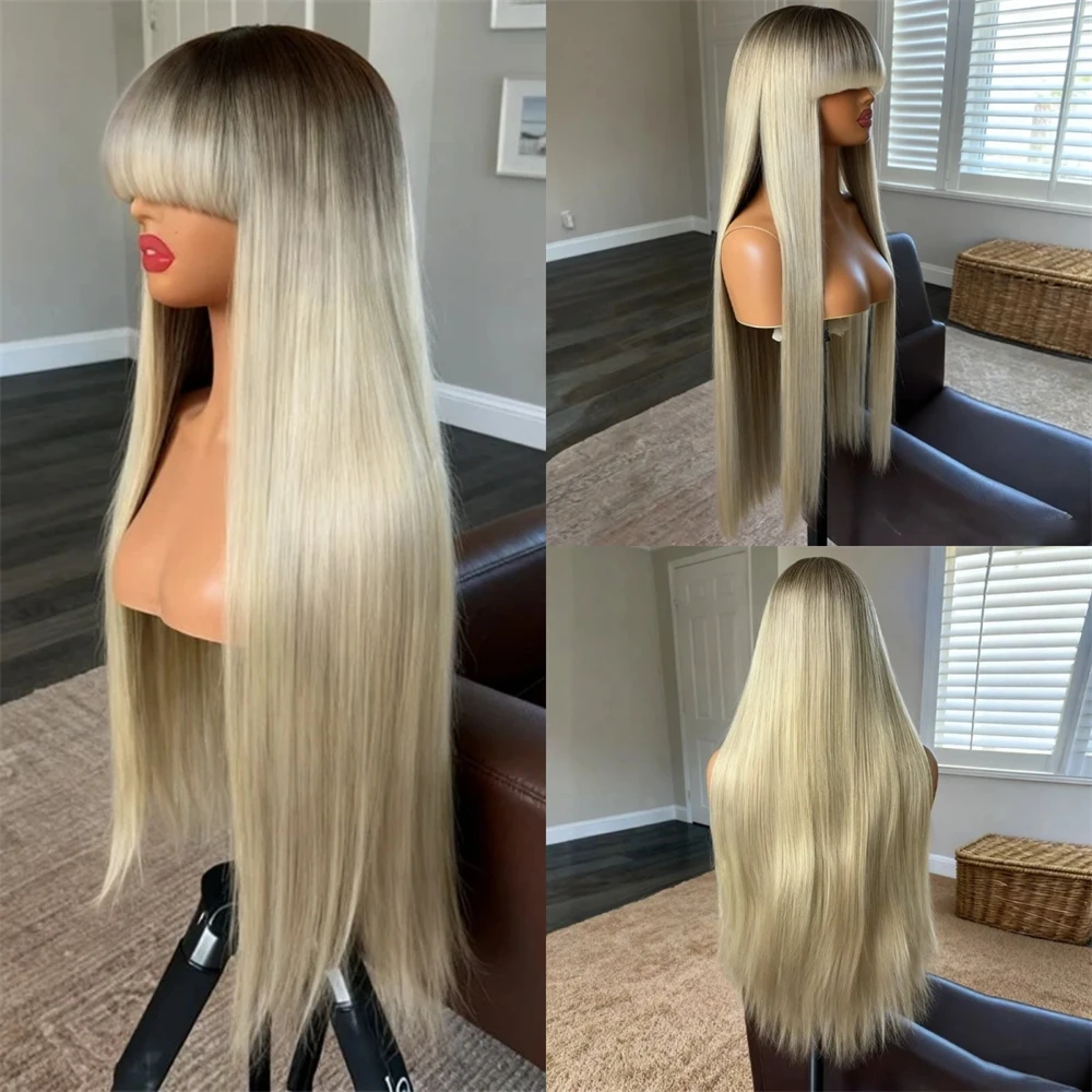Party Daily Cosplay Ombre Blonde HD Lace Front Wig with Bangs 28 Inches Soft Long Straight Synthetic Heat Resistant Fiber Hair
Party Daily Cosplay Ombre Blonde HD Lace Front Wig with Bangs 28 Inches Soft Long Straight Synthetic Heat Resistant Fiber Hair