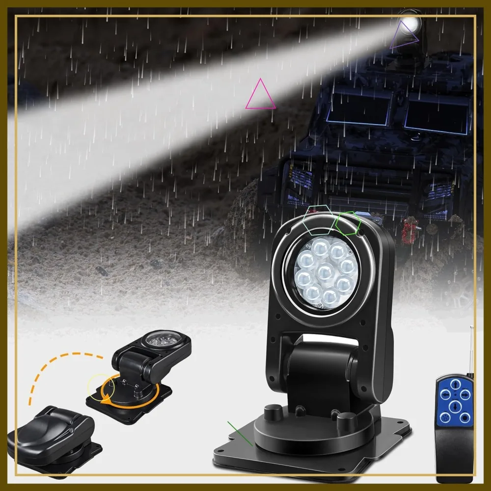 Remote LED Spot Lights for Trucks, 360 Rotating Search Light, Marine Spotlight, 180 Folding Backup Lights 12V 24V
Remote LED Spot Lights for Trucks, 360 Rotating Search Light, Marine Spotlight, 180 Folding Backup Lights 12V 24V
