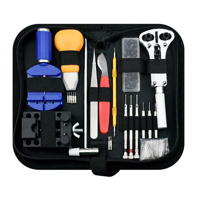 147Pcs Watch Repair Tool Kit Professional Watchmaker Tools Set with Storage Bag Watch Battery Replacement Link Pin Remover Kit
147Pcs Watch Repair Tool Kit Professional Watchmaker Tools Set with Storage Bag Watch Battery Replacement Link Pin Remover Kit