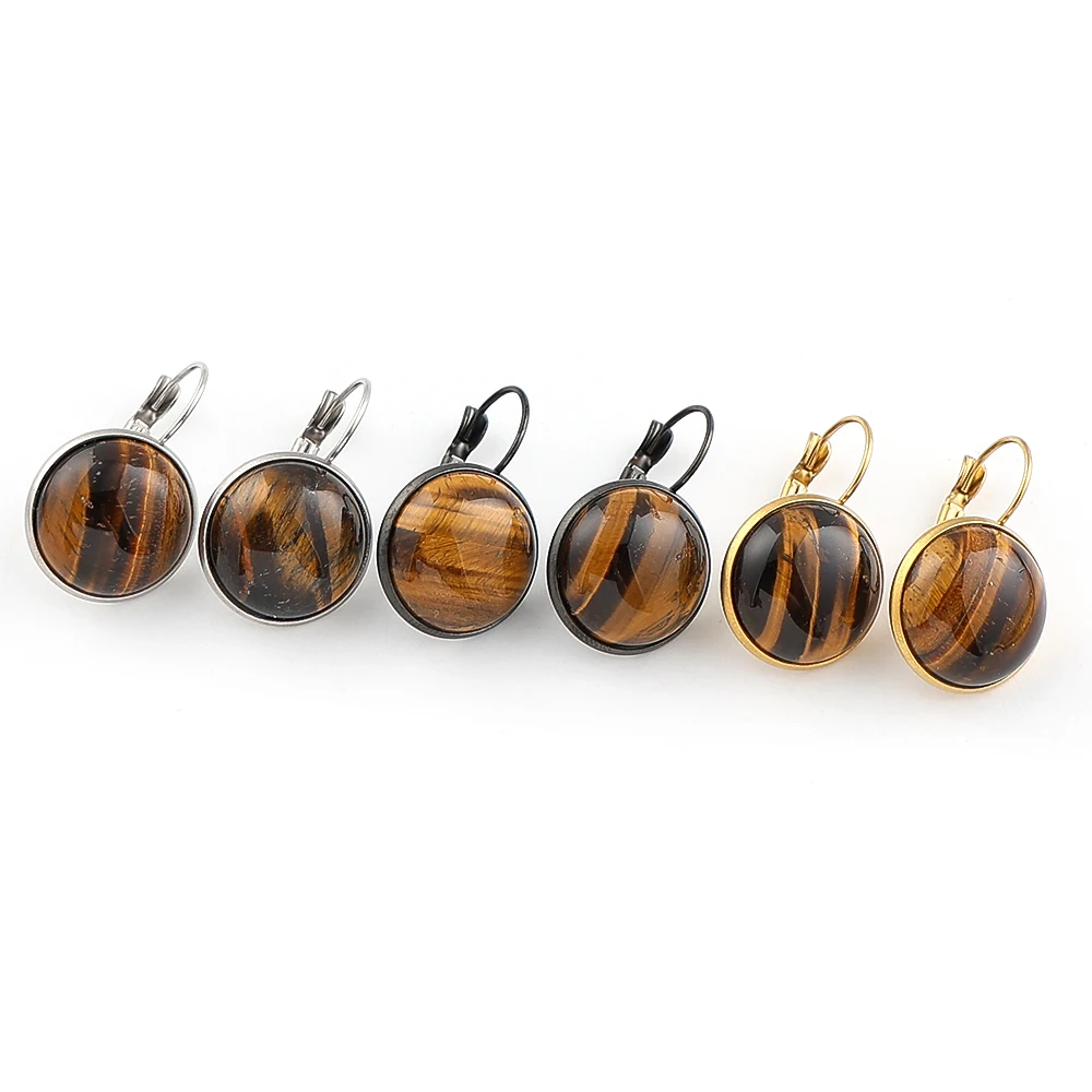 Vintage Round Natural Tiger Eye Stone Leverback Earrings For Women Stainless Steel Silver Color Hoop Earring Healing Jewelry
Vintage Round Natural Tiger Eye Stone Leverback Earrings For Women Stainless Steel Silver Color Hoop Earring Healing Jewelry