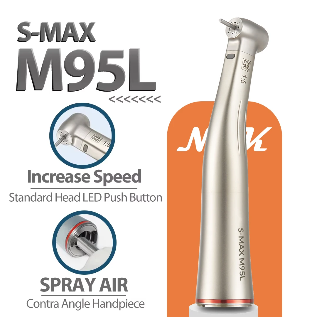 NSK S-MAX M95L contraangulo Spray Air On/Off Switch Dental 1:5 Increasing Speed Handpiece Contra Angle Optic Fiber Red Rings
NSK S-MAX M95L contraangulo Spray Air On/Off Switch Dental 1:5 Increasing Speed Handpiece Contra Angle Optic Fiber Red Rings