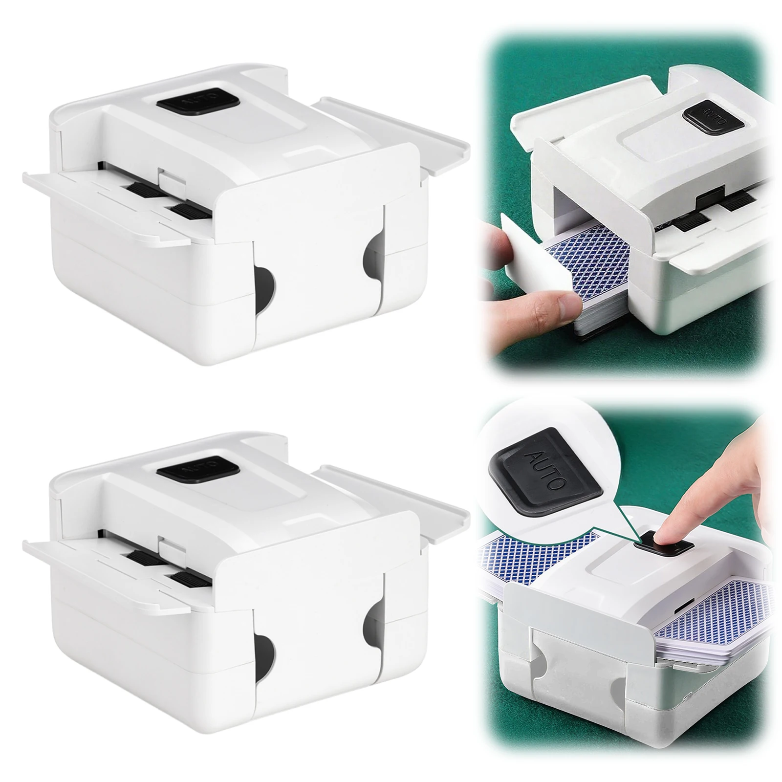 Automatic Card Shuffler 1-2 Decks Electric Playing Shuffler Machine Rechargeable Low Noise for Poker Texas Blackjack Skip-Bo Bridge Phase 10 (White)
Automatic Card Shuffler 1-2 Decks Electric Playing Shuffler Machine Rechargeable Low Noise for Poker Texas Blackjack Skip-Bo Bridge Phase 10 (White)