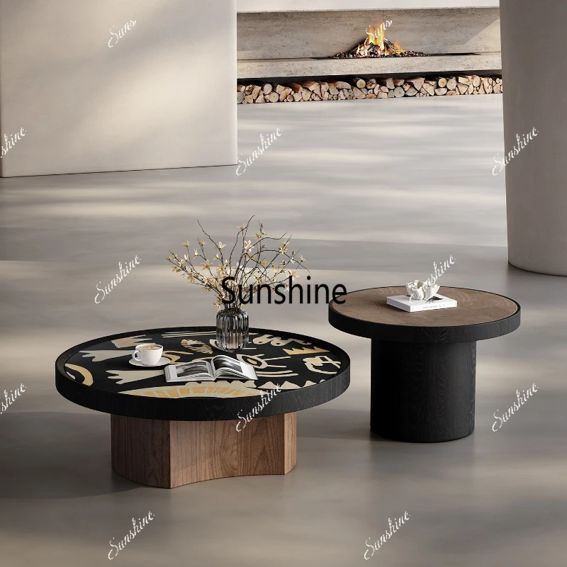 Mid-style coffee table combination living room home high-end retro round coffee table
Mid-style coffee table combination living room home high-end retro round coffee table
