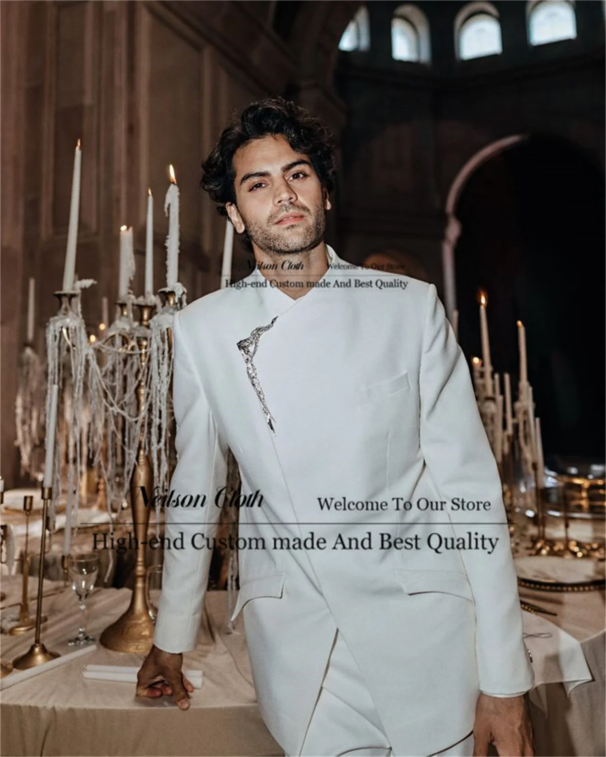 Fashion White Slim Fit Male Prom Blazers 2 Pieces Sets Jacket Pants Groom Wedding Tuxedos Groomsmen Customized Terno Masculino
Fashion White Slim Fit Male Prom Blazers 2 Pieces Sets Jacket Pants Groom Wedding Tuxedos Groomsmen Customized Terno Masculino