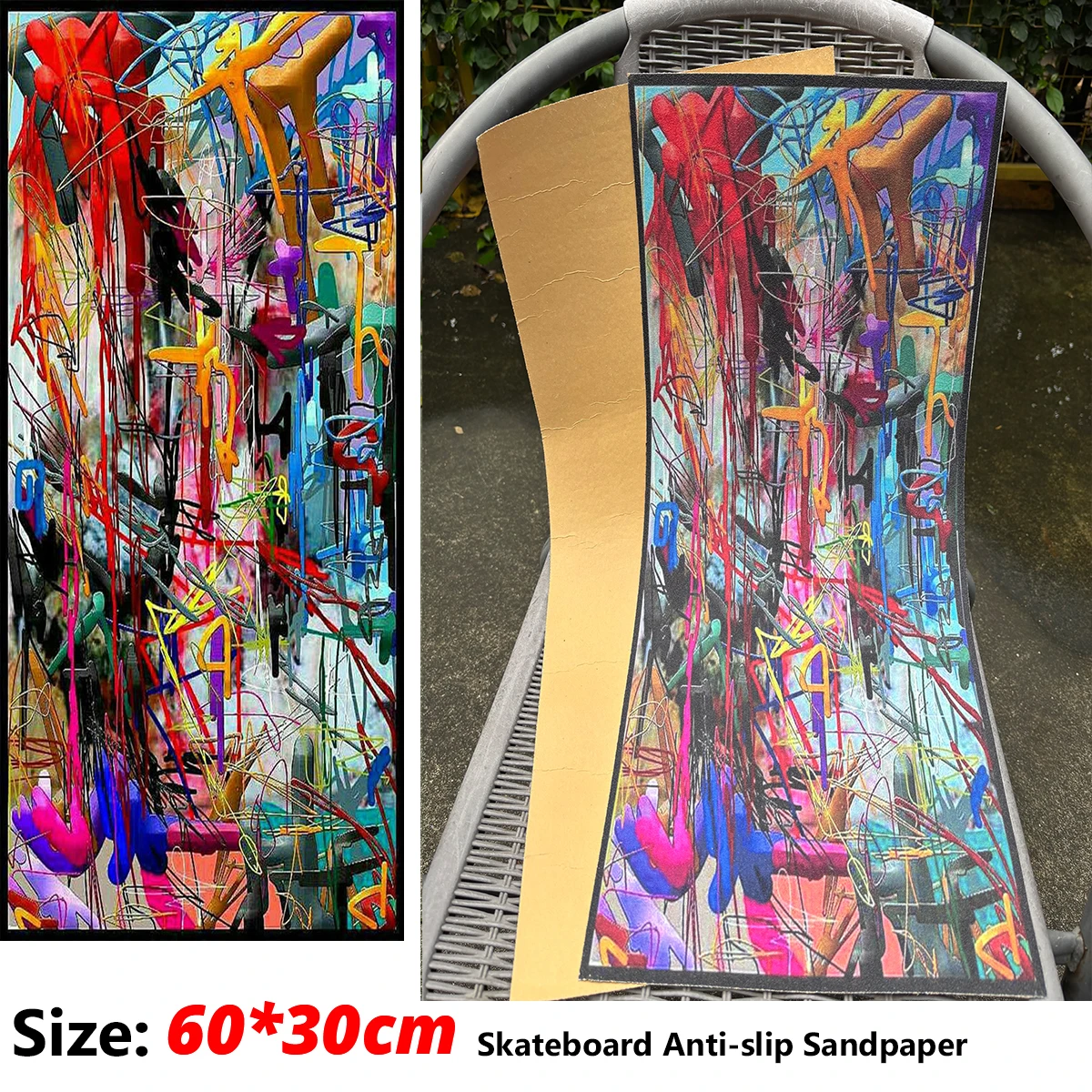 60*30cm Cool Graffiti Pattern Electric Scooter Anti-slip Sticker Sandpaper Skateboard Griptape Sheet
60*30cm Cool Graffiti Pattern Electric Scooter Anti-slip Sticker Sandpaper Skateboard Griptape Sheet