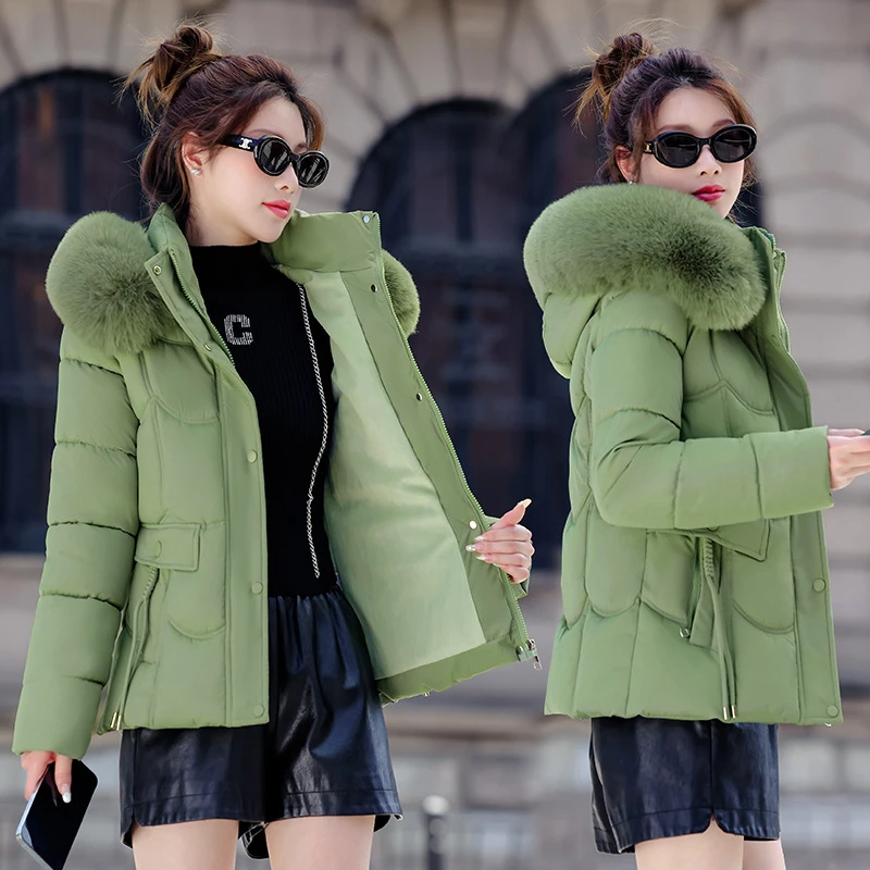 Winter New Warm Cold-resistant Cotton Padded Jacket Korean Slim Women's Parkas Fur Collar Hooded Pockets Drawtring Short Coats
Winter New Warm Cold-resistant Cotton Padded Jacket Korean Slim Women's Parkas Fur Collar Hooded Pockets Drawtring Short Coats