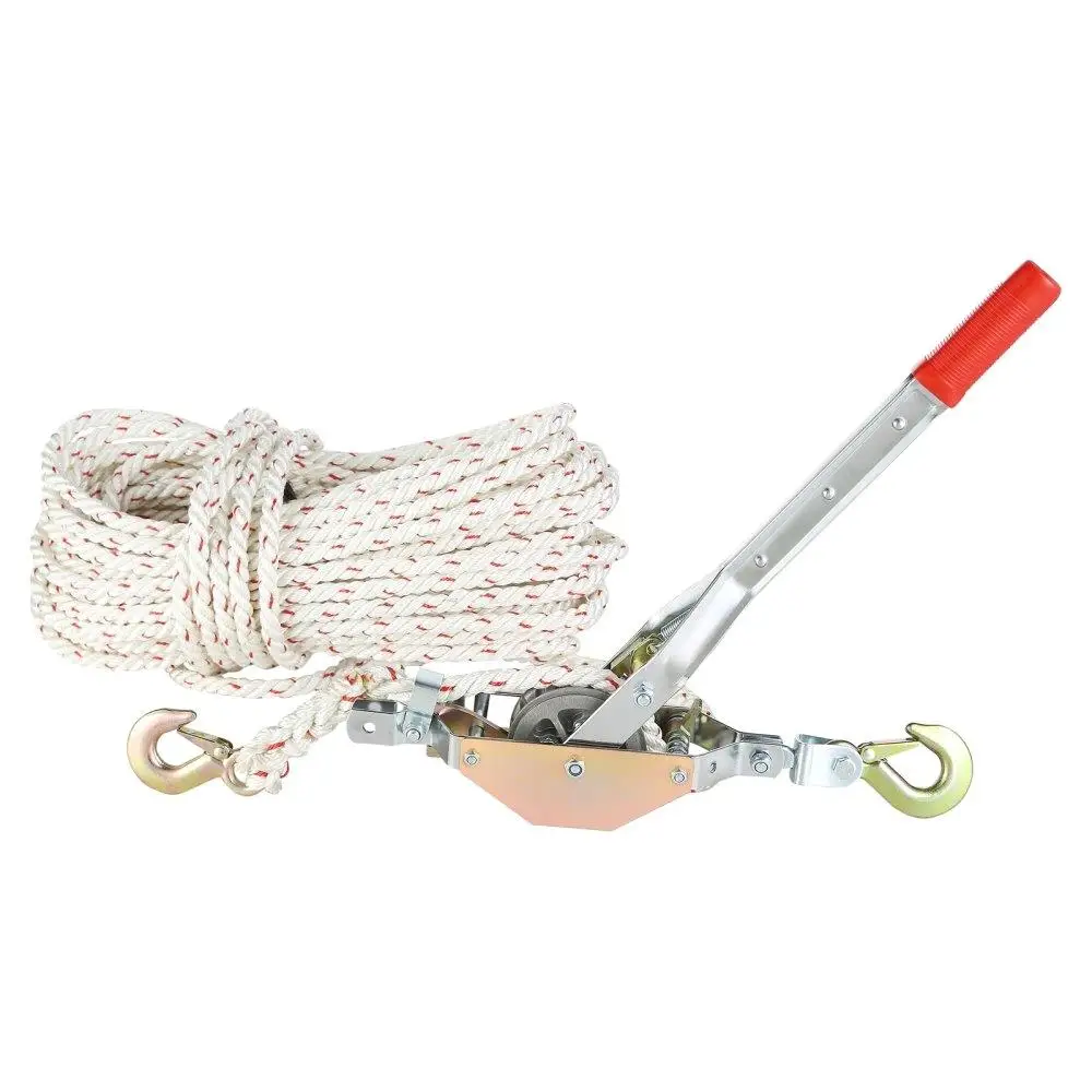 Rope Puller, 3/4 Ton (1,653 lbs) Pulling Capacity, with 100' of 0.6" dia. Rope, 2 Hook, Come Along Winch, Heavy Duty Ratchet
Rope Puller, 3/4 Ton (1,653 lbs) Pulling Capacity, with 100' of 0.6" dia. Rope, 2 Hook, Come Along Winch, Heavy Duty Ratchet